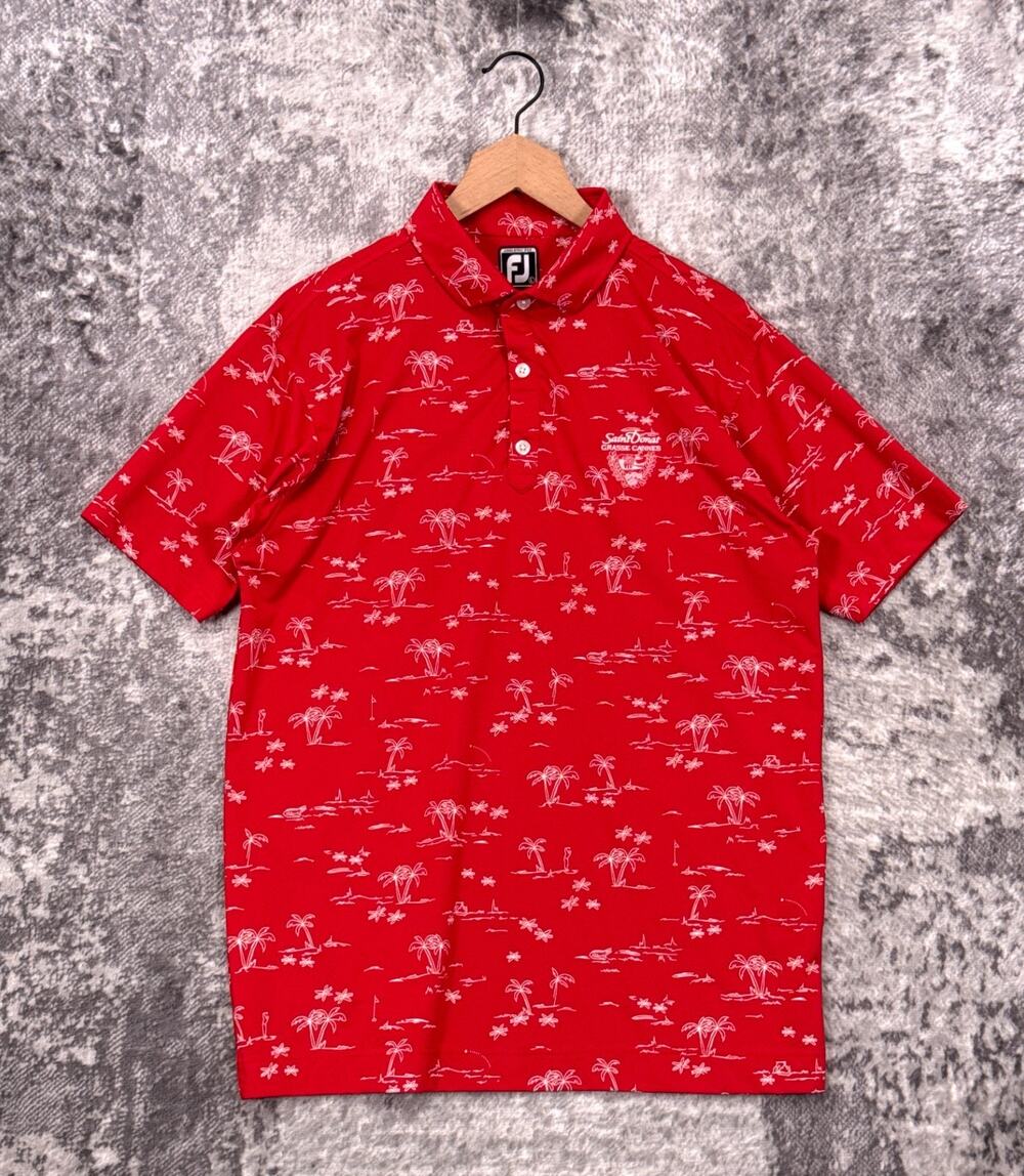 Footjoy Polo Shirt Large Men Athletic Red Beach Saint Domat Grasse Canes Golf